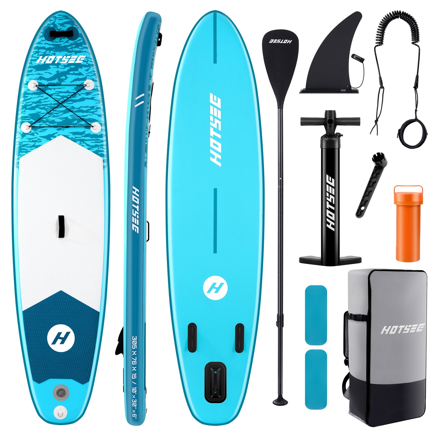 Hotsee 10' Inflatable Stand up Paddle Board 6'' Thick SUP Paddle Board with Accessories, Non-Slip Deck, Double Action Pump