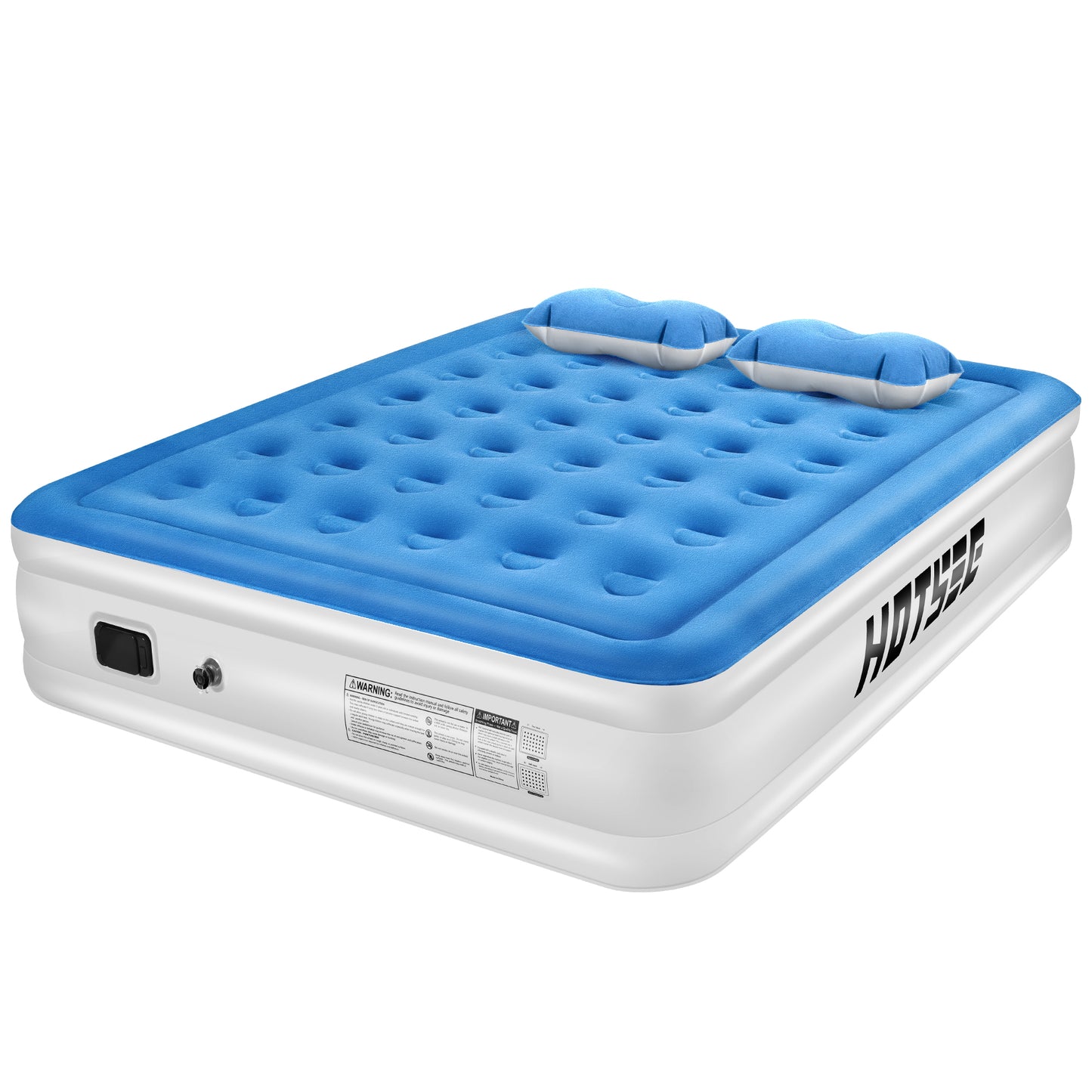 Hotsee Queen Air Mattress with Wireless Built-in Pump and Raised Pillow, Blue