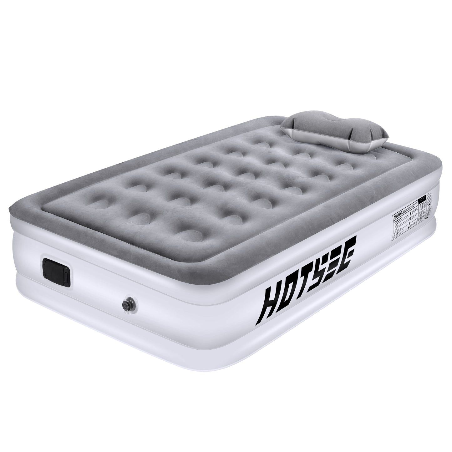 Hotsee Twin Size Air Mattress with Built-in Pump, 18" Raised Inflatable Bed with Pillow, Gray