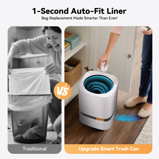 Ocuuziisu Smart Automatic Adsorption Trash Can, 4 Gallon, White