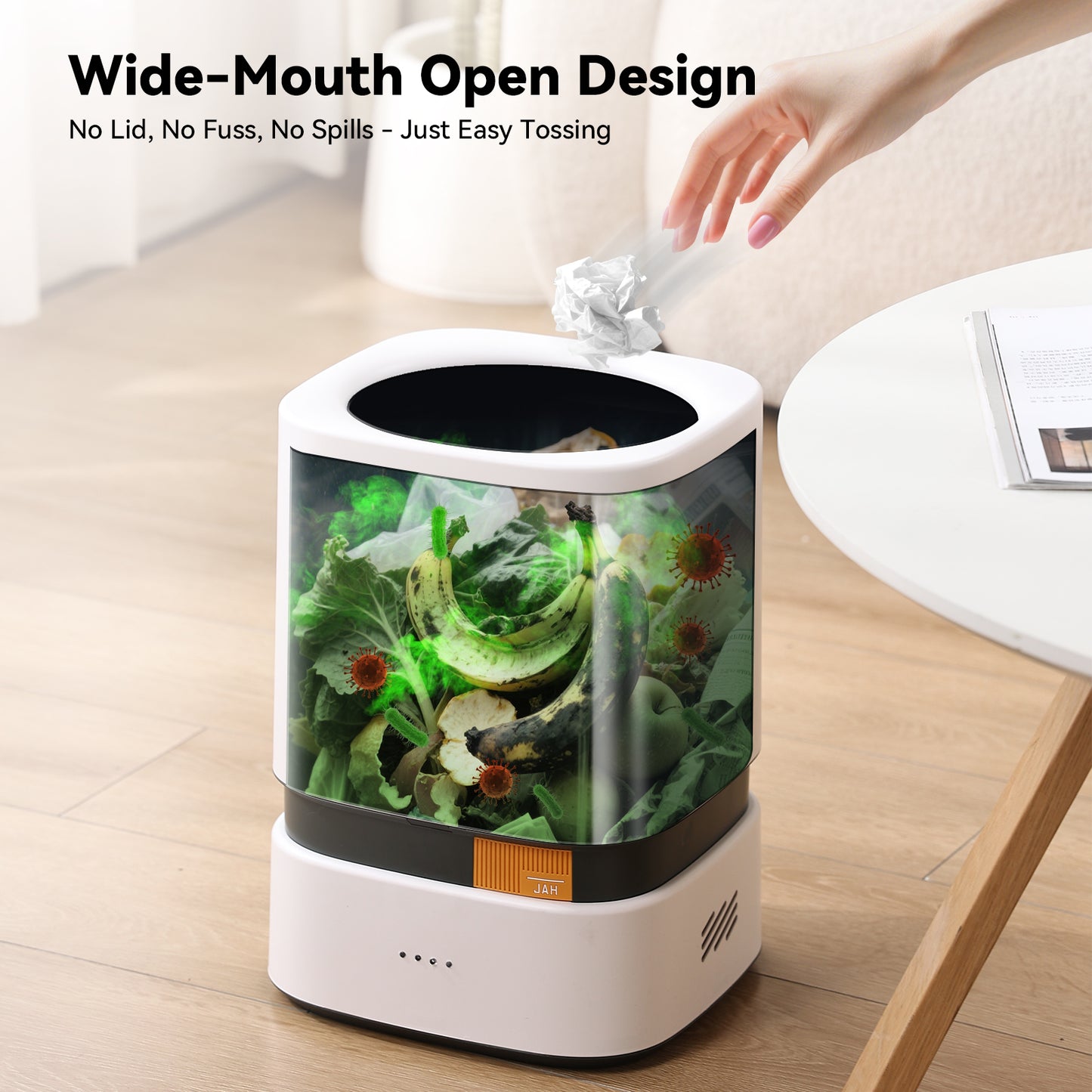 Ocuuziisu Smart Automatic Adsorption Trash Can, 4 Gallon, White