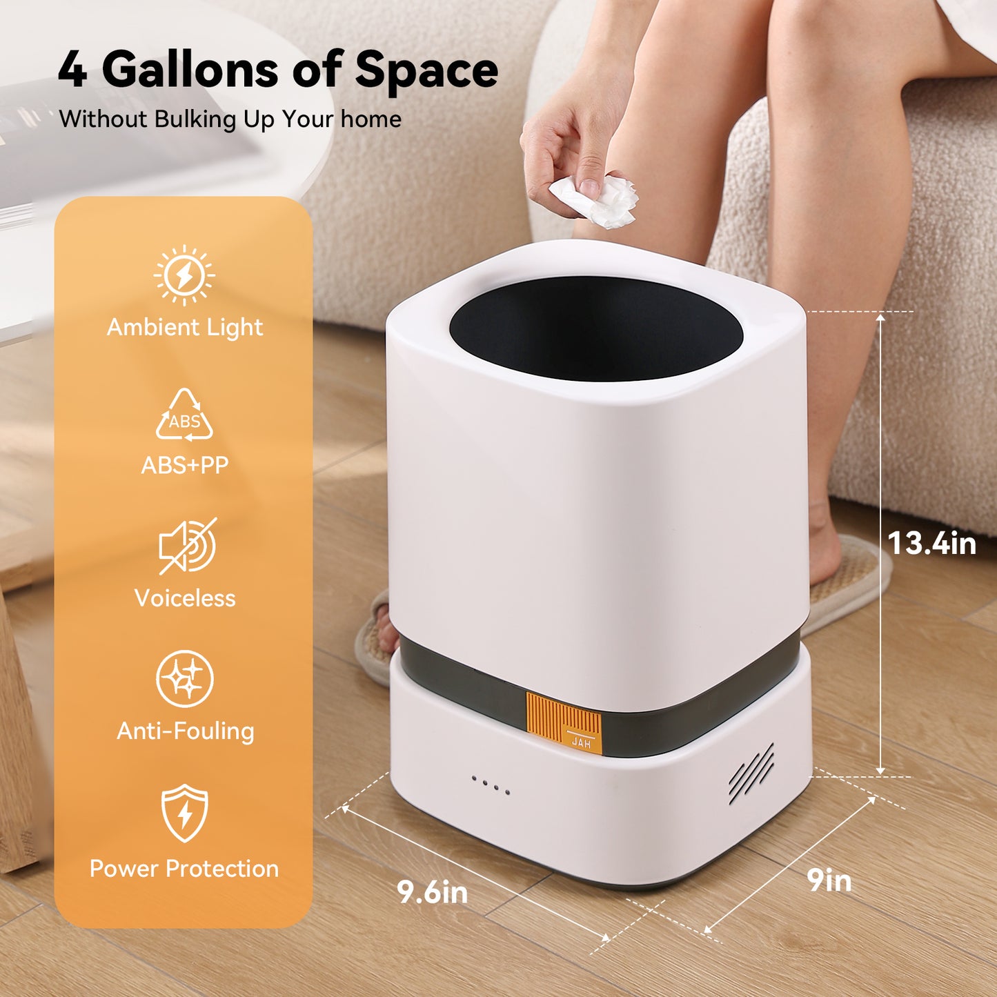 Ocuuziisu Smart Automatic Adsorption Trash Can, 4 Gallon, White