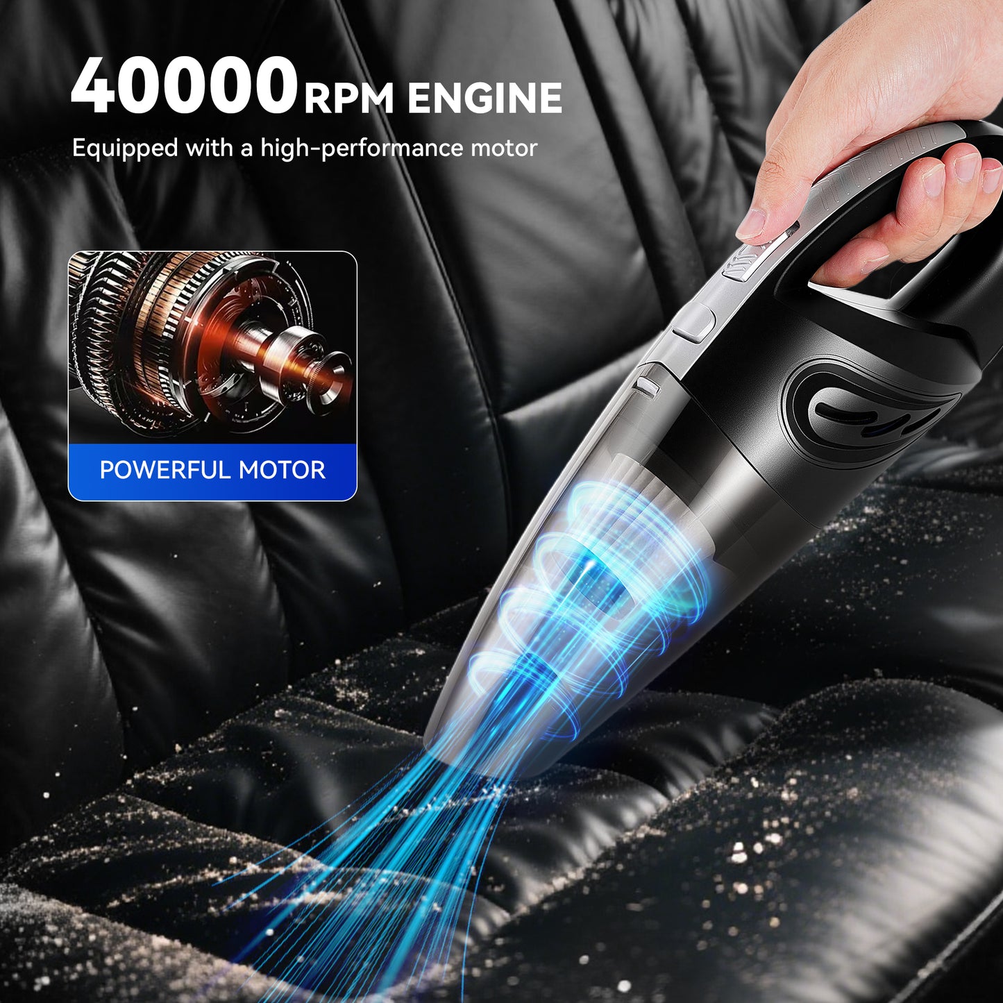 Hotsee Cordless Handheld Vacuum with 7KPA Strong Suction, Black