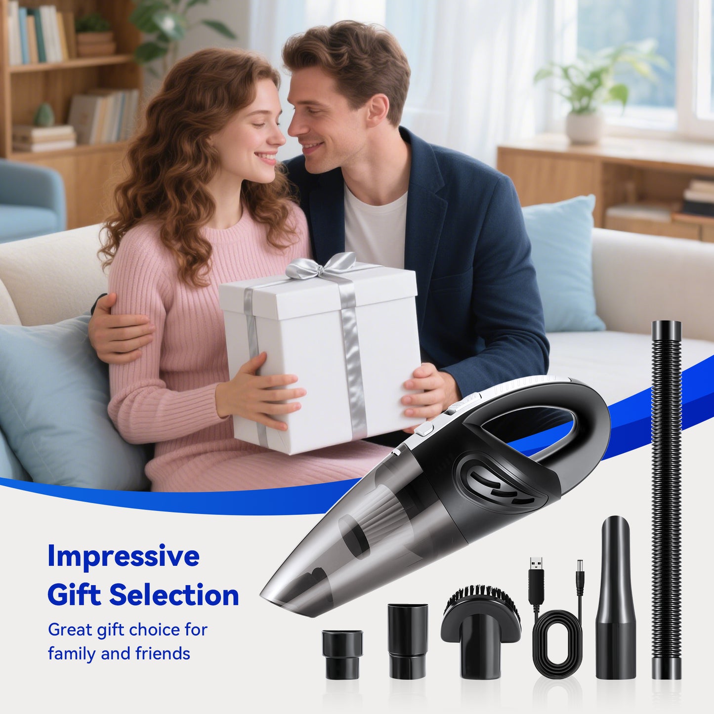 Hotsee Cordless Handheld Vacuum with 7KPA Strong Suction, Black