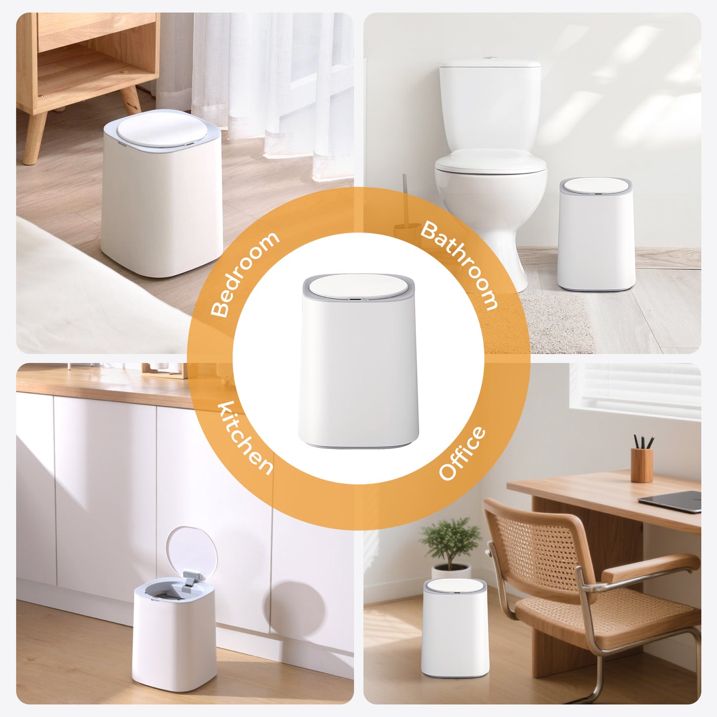 Ocuuziisu Sensor Trash Can with Lid 3 Gallon Touchless Smart Trash Bin, White