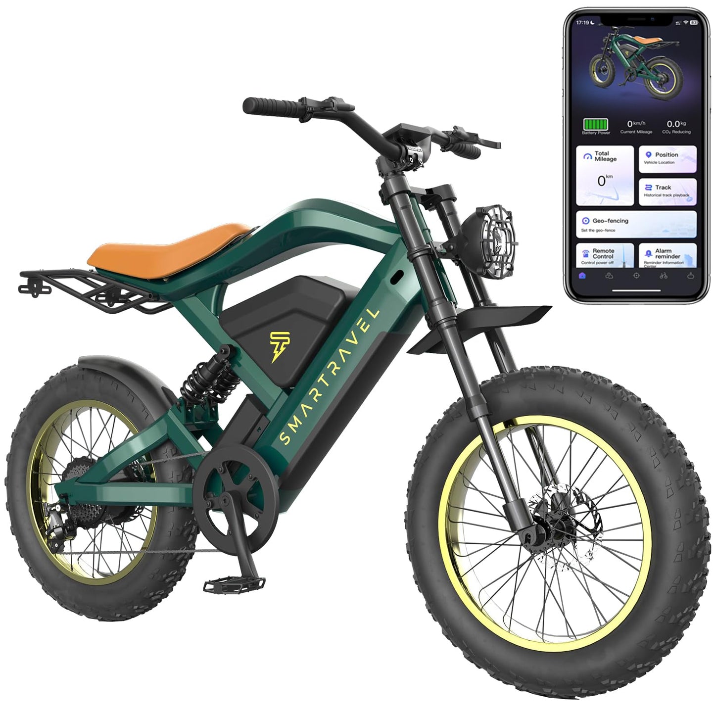 3000W Dual Motor E‑Bike — GPS & App Control, 35 MPH, 48V 20Ah Battery, 20"×4.0" Fat Tires