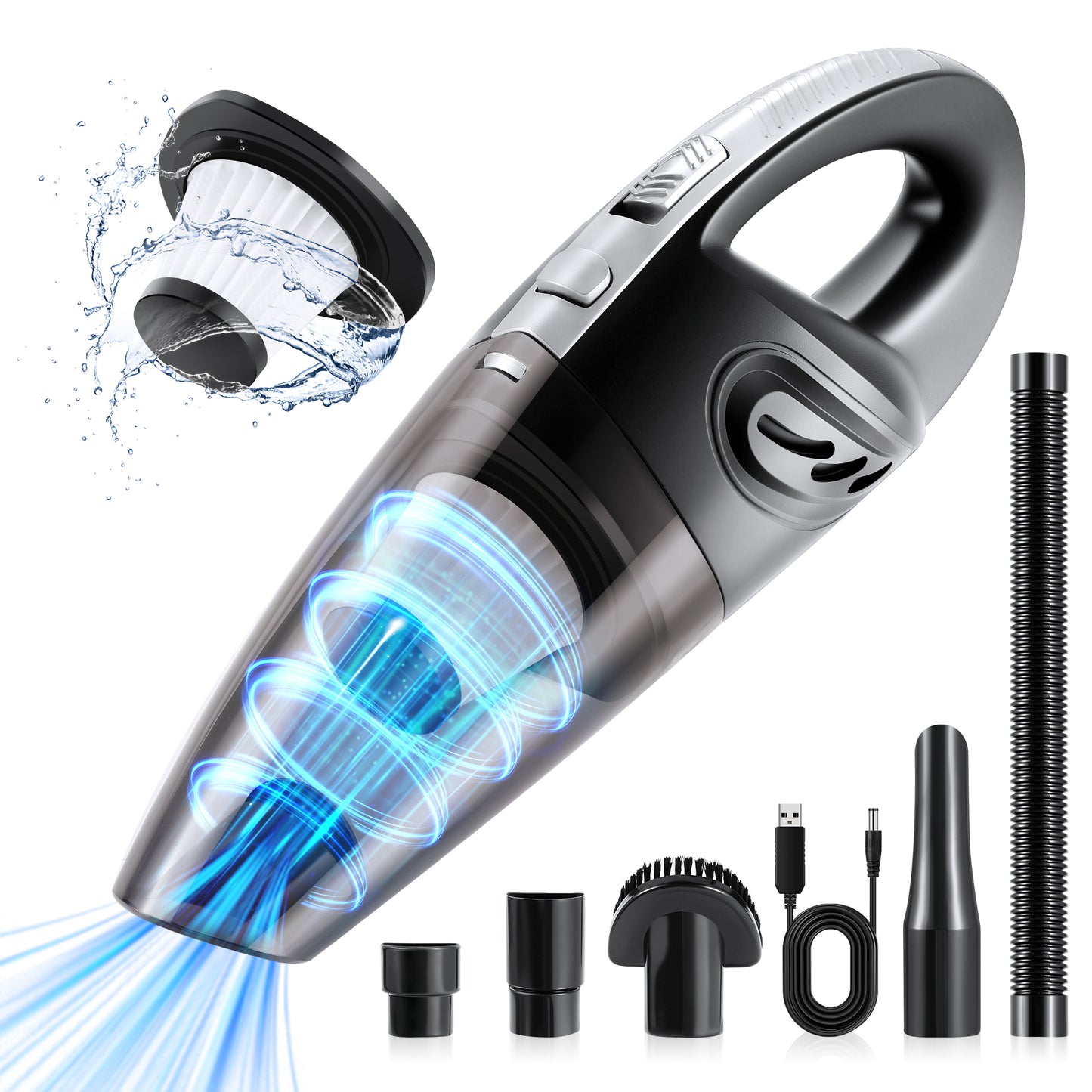 Hotsee Cordless Handheld Vacuum with 7KPA Strong Suction, Black