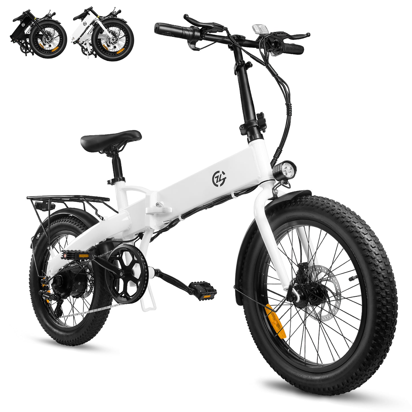Folding Electric Bike for Adults, 500W Brushless Motor E-Bike, 7-Speed Gear, 20MPH to 50 Miles, 48V 10Ah Battery, 20"x3.0'' Fat Tires Ebike for Leisure Riding Commuting, White