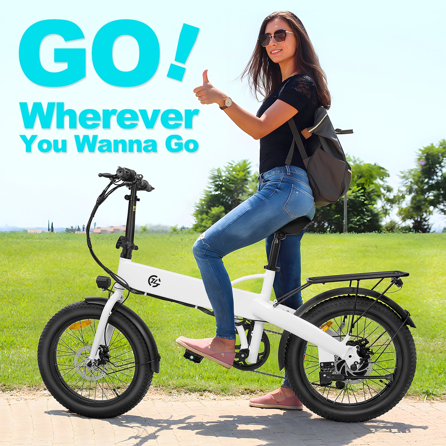 Folding Electric Bike for Adults, 500W Brushless Motor E-Bike, 7-Speed Gear, 20MPH to 50 Miles, 48V 10Ah Battery, 20"x3.0'' Fat Tires Ebike for Leisure Riding Commuting, White