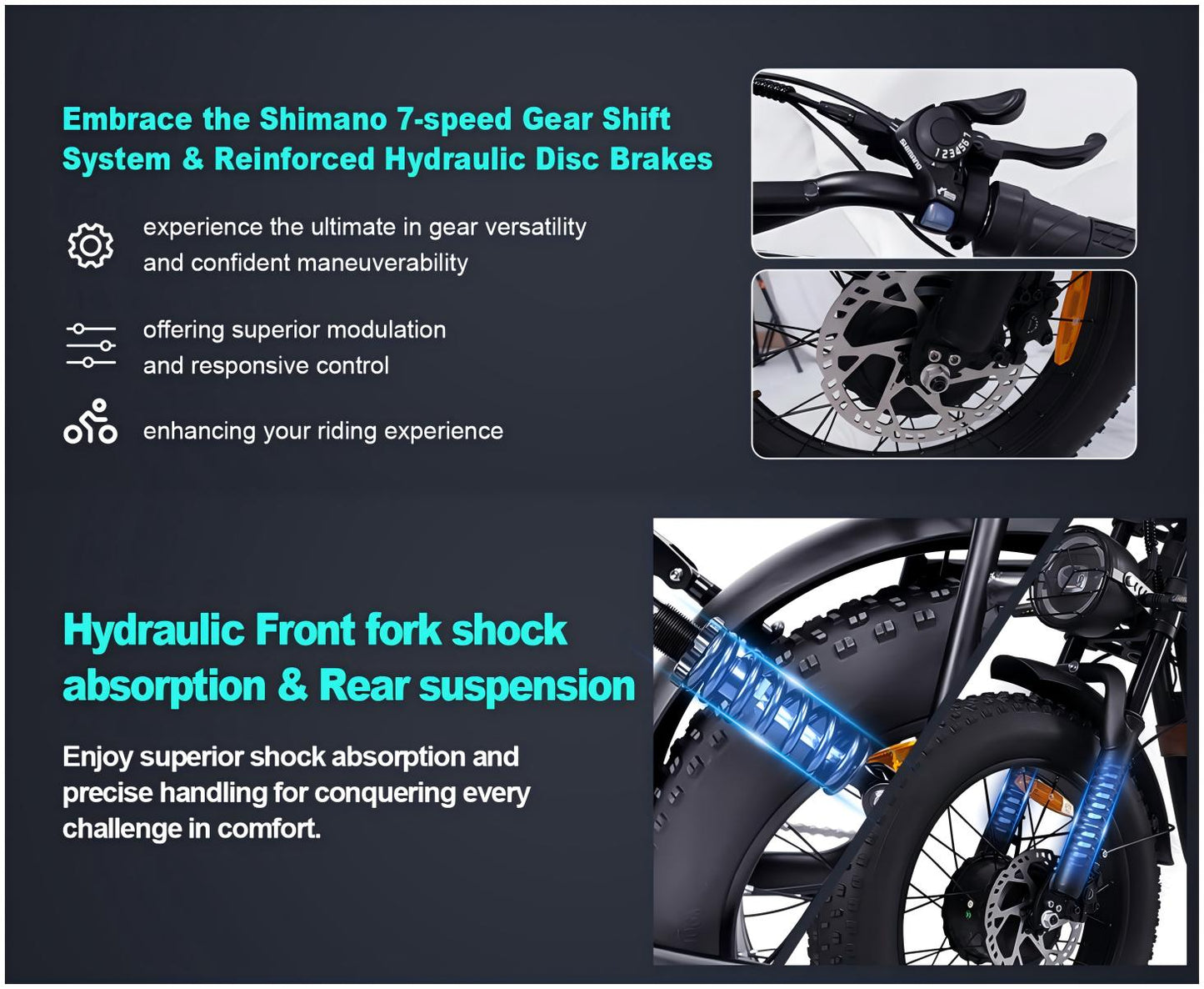 1250W Dual Brushless Motor E‑Bike for Adults — 40 MPH, 20"×4.0" Fat Tires, 52V 20.8Ah Battery (UL Certified)
