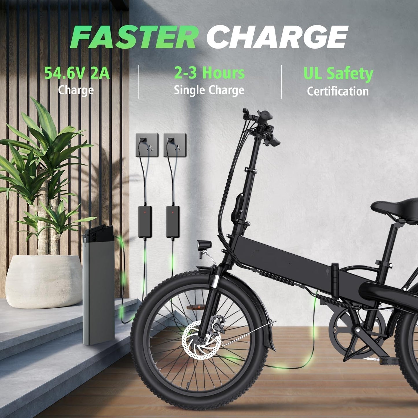 Folding Electric Bike for Adults, 500W Brushless Motor E-Bike, 7-Speed Gear, 20MPH to 50 Miles, 48V 10Ah Battery, 20"x3.0'' Fat Tires Ebike for Leisure Riding Commuting, White